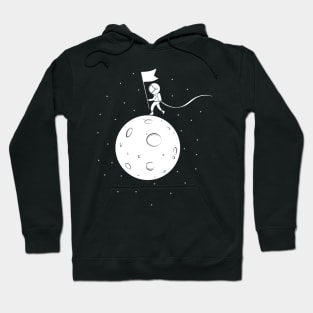 Black and White Moon Landing - White Hoodie